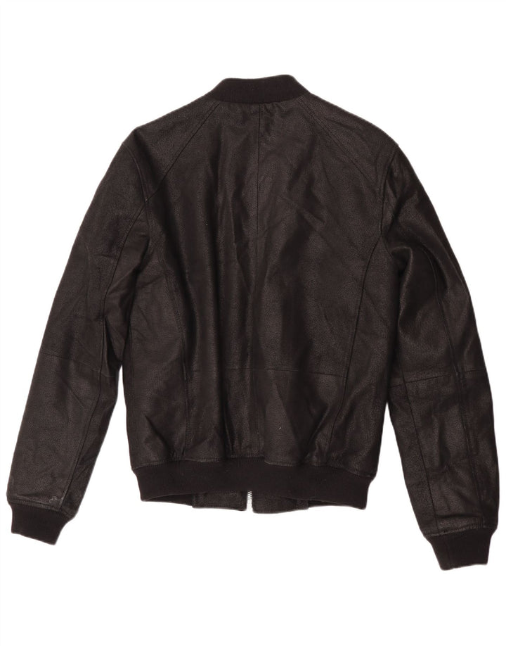 Zeitgenössische Herren-Lederjacke, UK 36, kleines schwarzes Leder