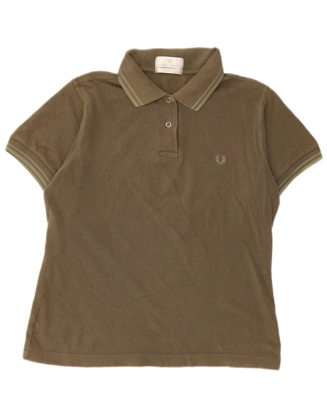 Fred Perry Damen Poloshirt UK 12 Medium Khaki Baumwolle