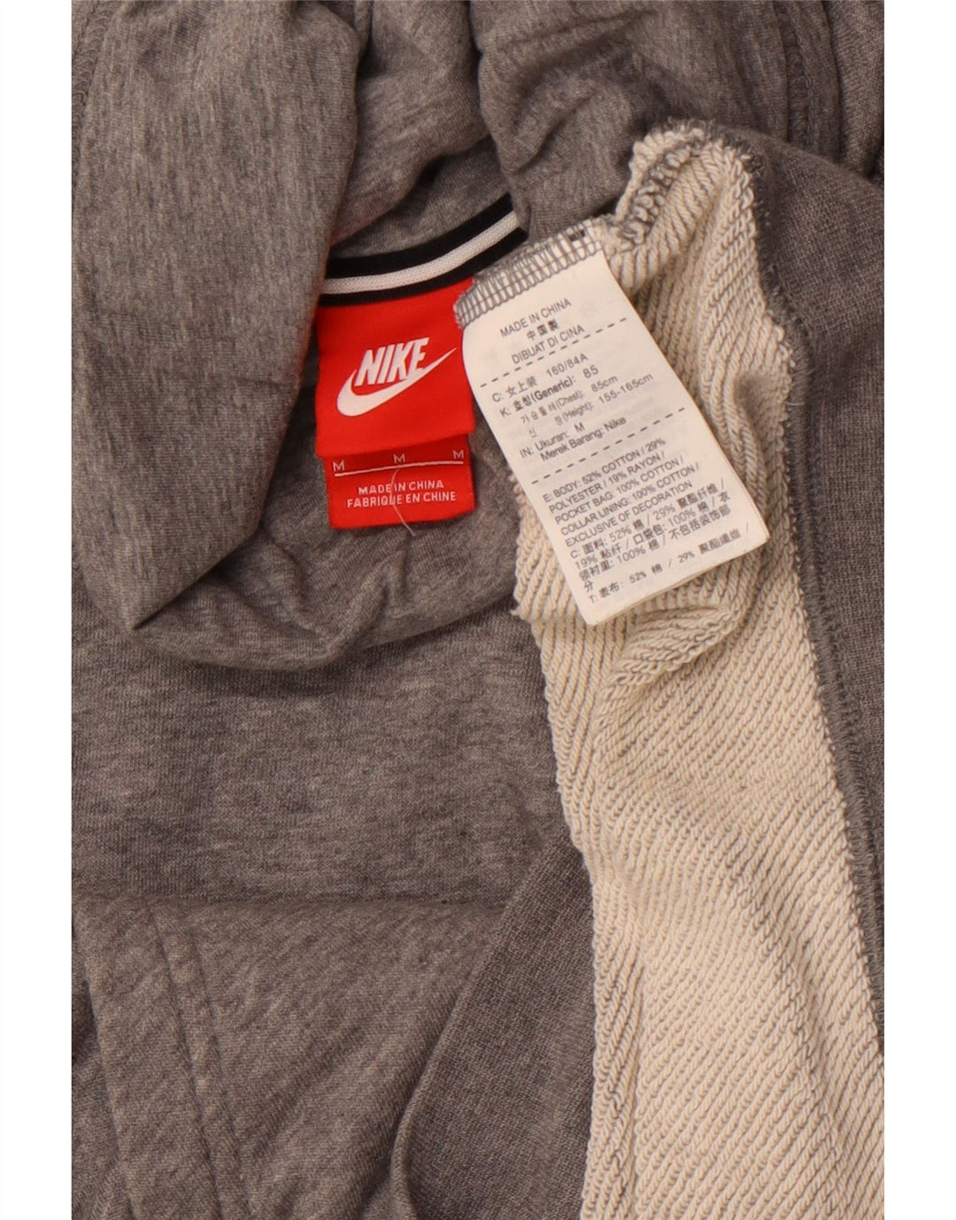 NIKE Damen-Sweatshirt mit Rollkragen, UK 14, mittelgrau gefleckte Baumwolle