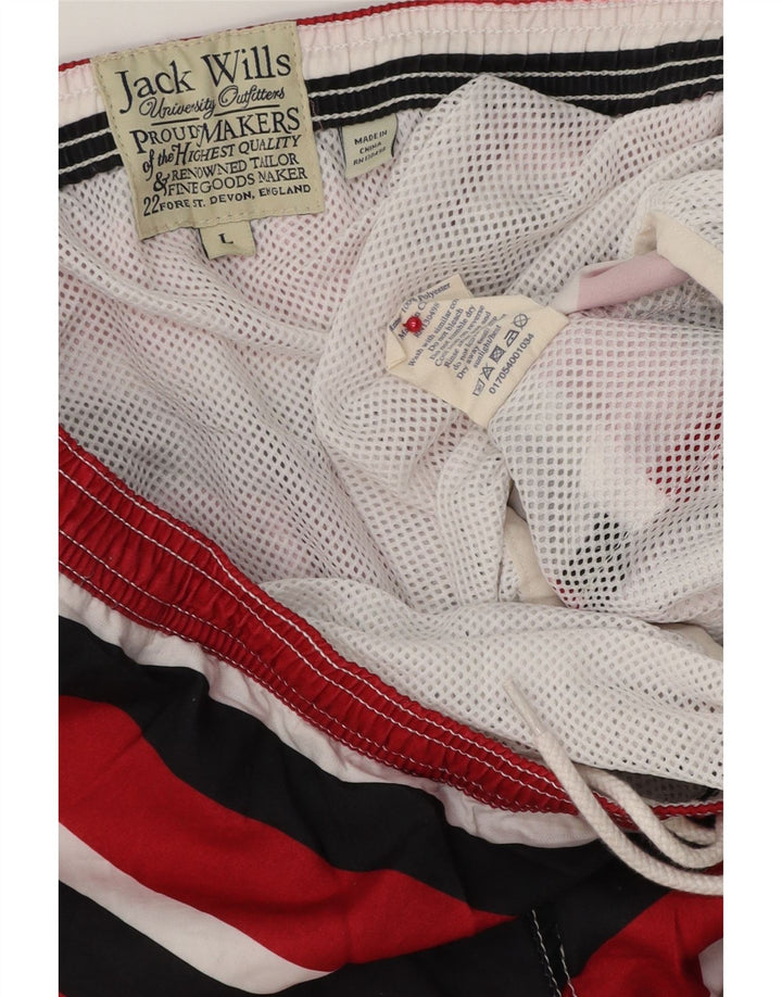 JACK WILLS Herren-Badeshorts, groß, rot gestreift, Polyester