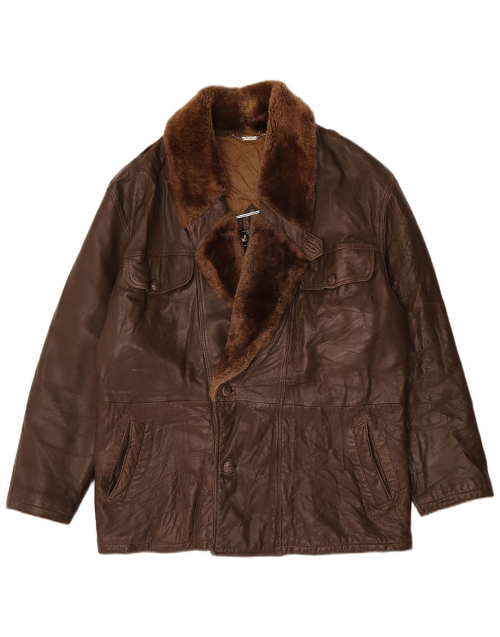 Michel Herren Lederjacke IT 52 XL Braunes Leder