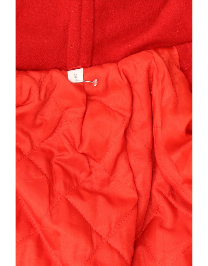 Vintage Damen Kapuzenübergroßer Mantel UK 14 Mittelrote Wolle