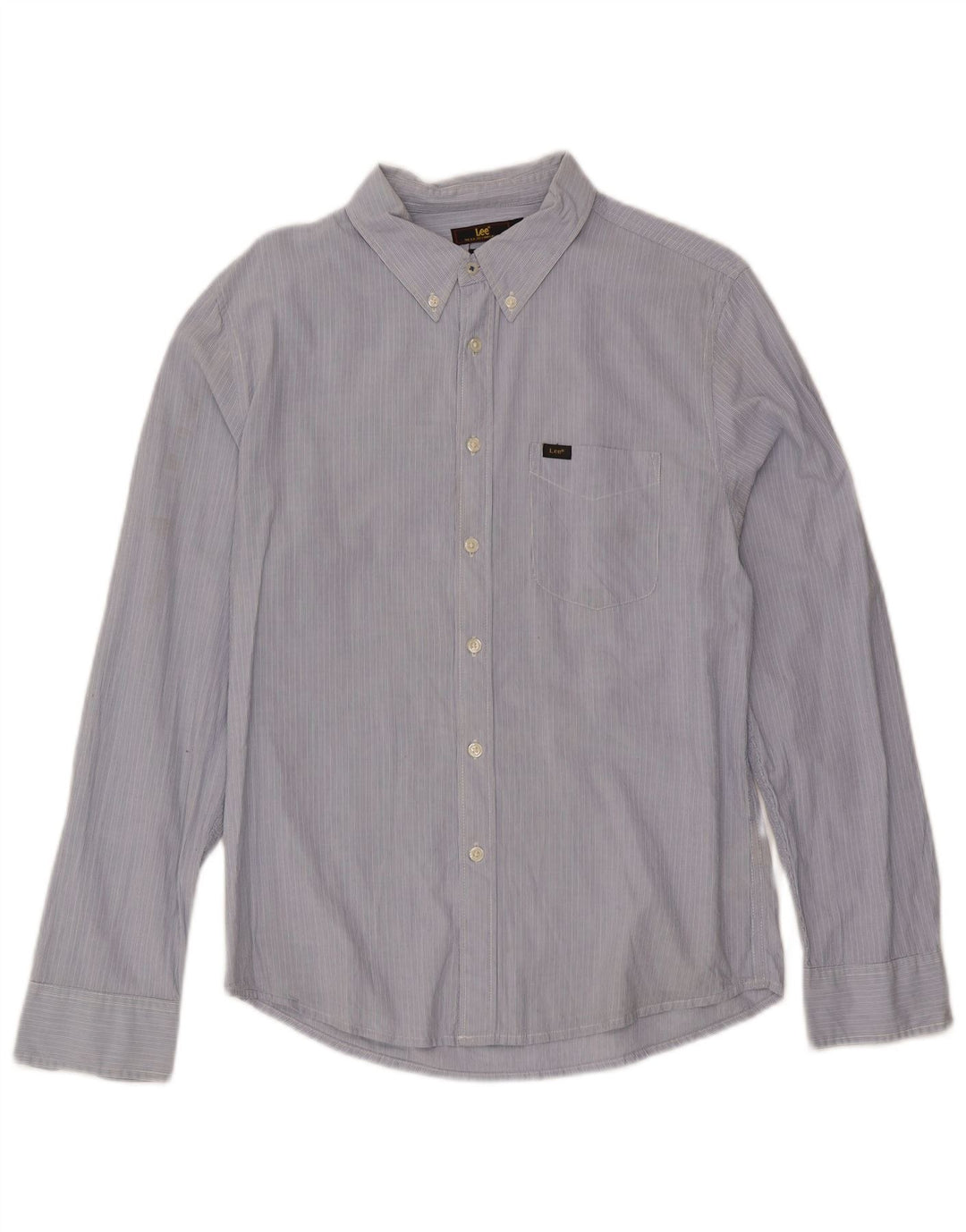 Lee Herren Slim-Fit-Hemd aus mittelblauer Nadelstreifen-Baumwolle