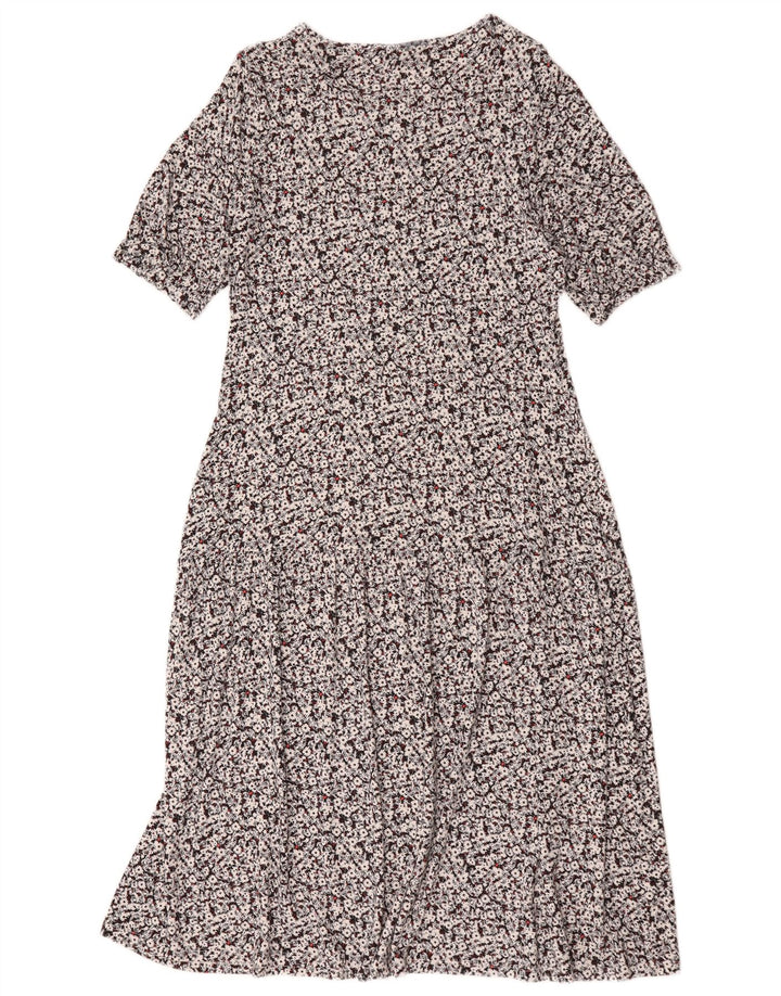 Marks & Spencer Damen Maxikleid UK 14 Mittelschwarze Viskose mit Blumenmuster
