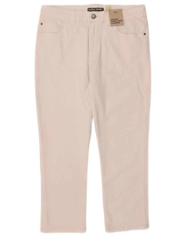Marks & Spencer Damen-Jeans mit mittelhohem Bund und verkürzter Länge, UK 12, Größe M, W30, L21, Weiß