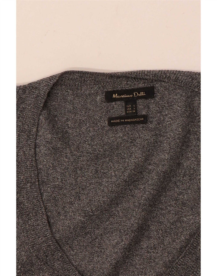 Massimo Dutti Damen-Tunika-Oberteil mit 3/4-Ärmeln, UK-Größe 44, Größe L, Grau meliert