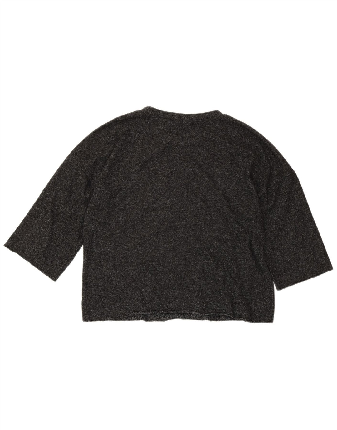 ZARA Damen Übergroßes Crop Top 3/4 Ärmel UK 10 Small Graue Viskose