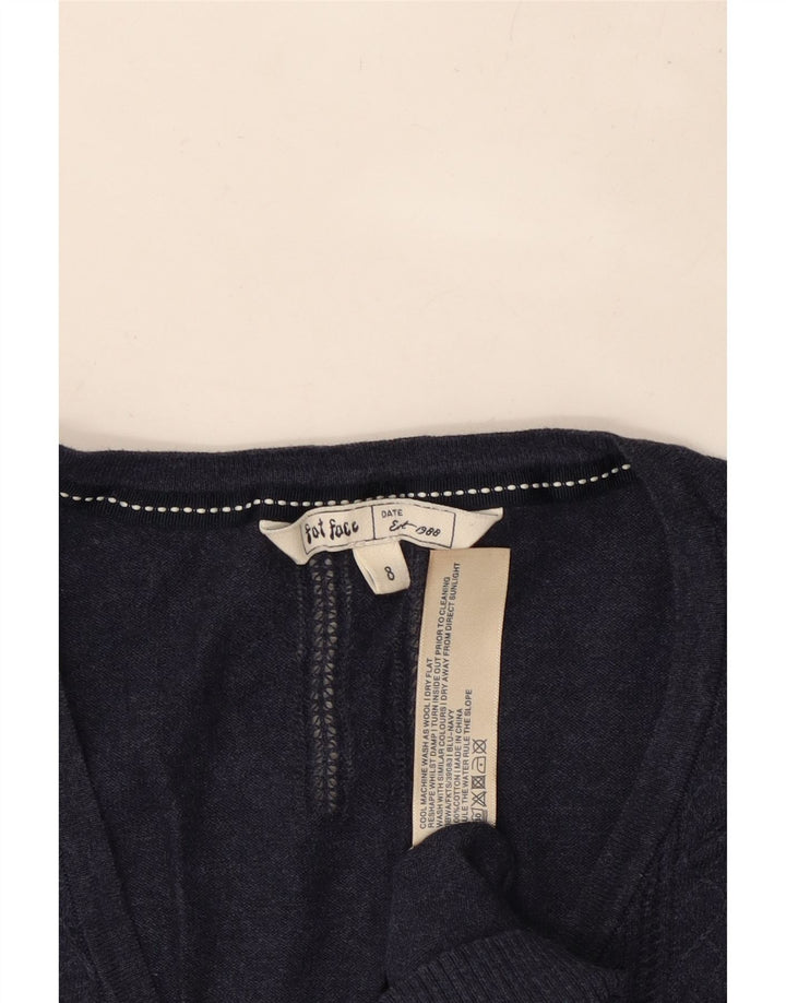 FAT FACE Damen-Strickjacke mit 3/4-Ärmeln, Größe S, Marineblau, Baumwolle