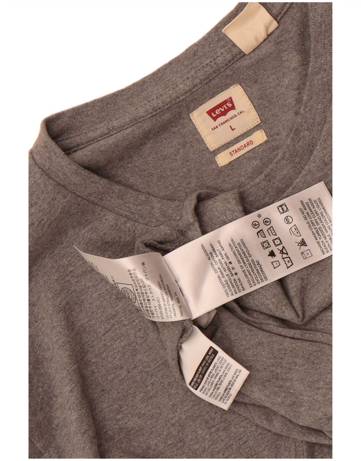 Levi's Herren-Oberteil mit Standard-Passform, langärmelig, groß, grau gefleckte Baumwolle