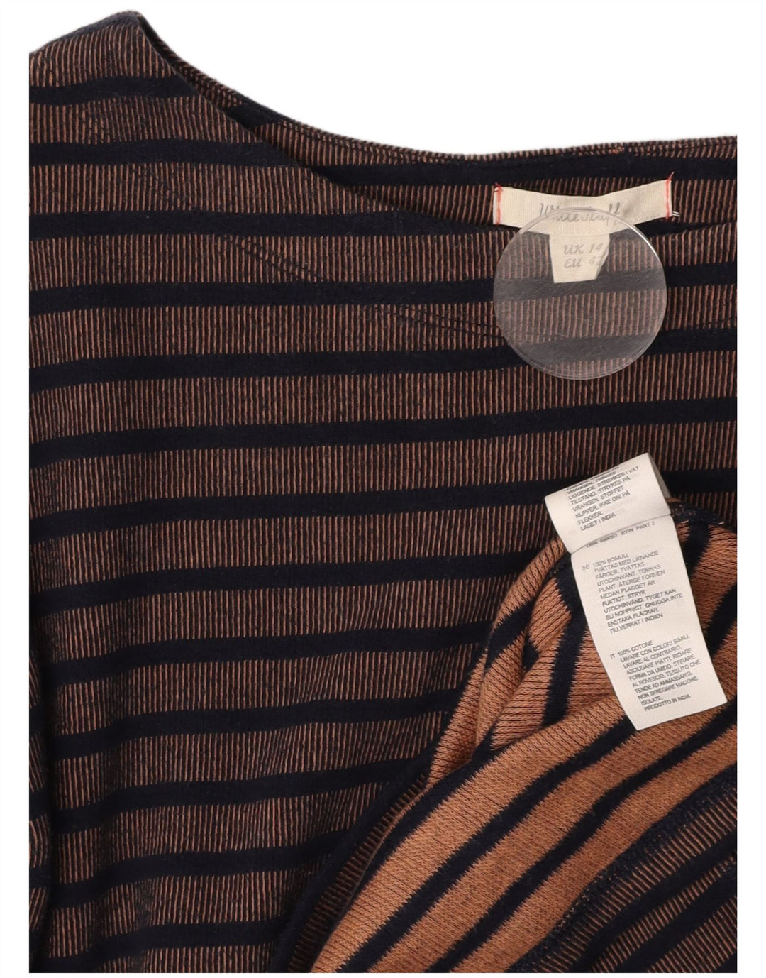 WHITE STUFF Damen Langarm-Etuikleid, Gr. 44, groß, braun gestreift