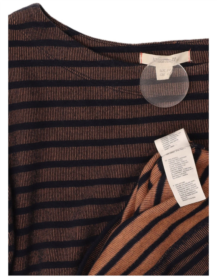 WHITE STUFF Damen Langarm-Etuikleid, Gr. 44, groß, braun gestreift