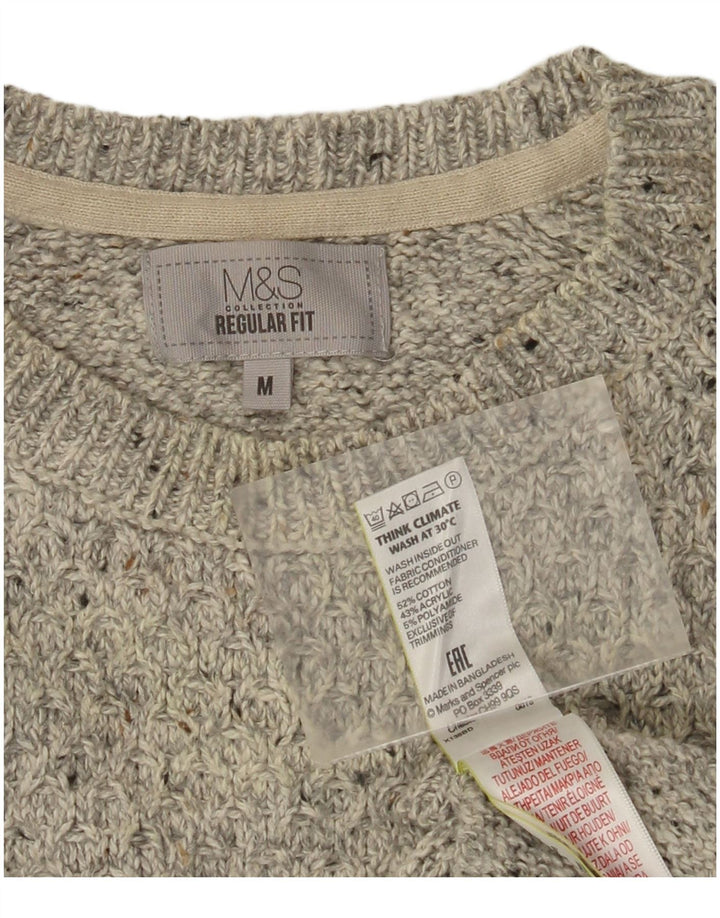 Marks & Spencer Herren-Pullover mit Rundhalsausschnitt, Mittelgrau meliert
