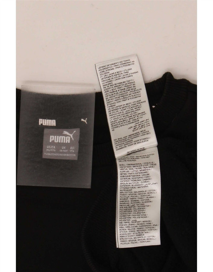 Puma Jungen Grafik-Sweatshirt-Pullover 15–16 Jahre, schwarze Baumwolle