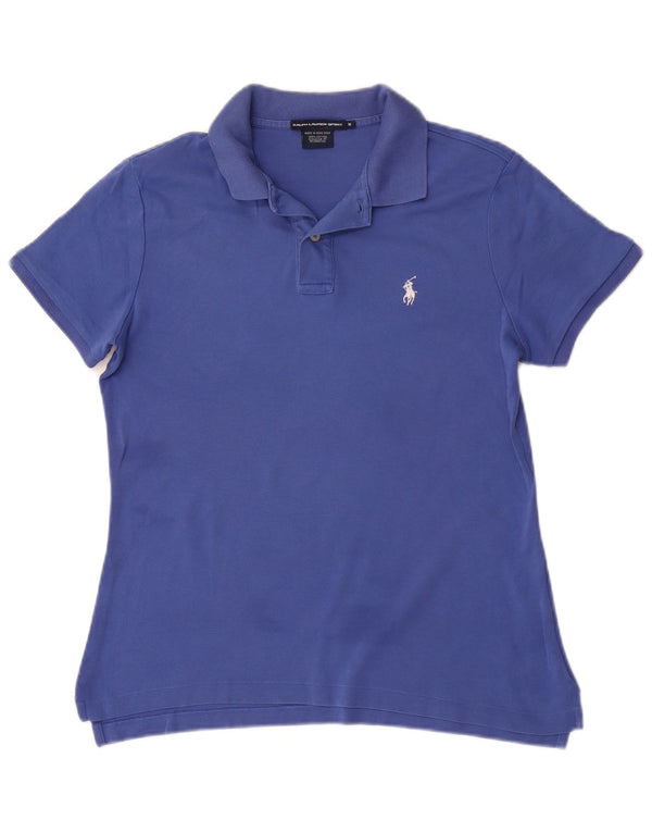 Ralph Lauren Damen Poloshirt UK 12 Mittelblaue Baumwolle