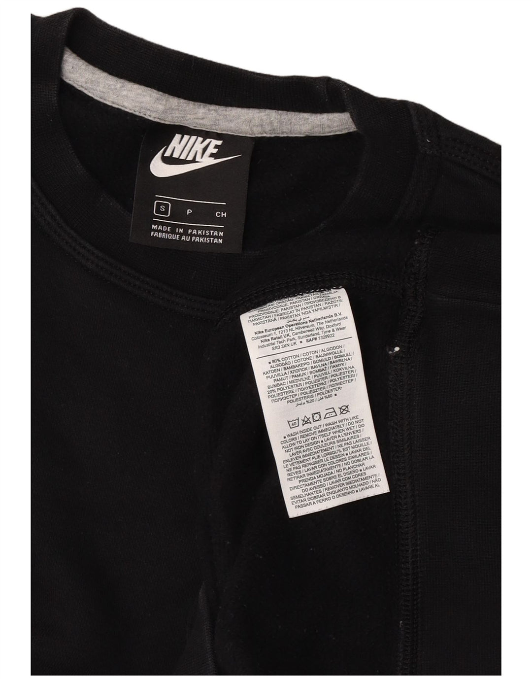 Nike Herren Sweatshirt Pullover Small Schwarz Baumwolle