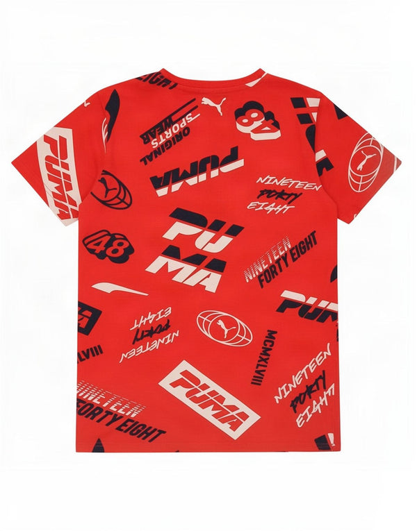 Puma Jungen Graphic T-Shirt Top 13–14 Jahre, rote Baumwolle