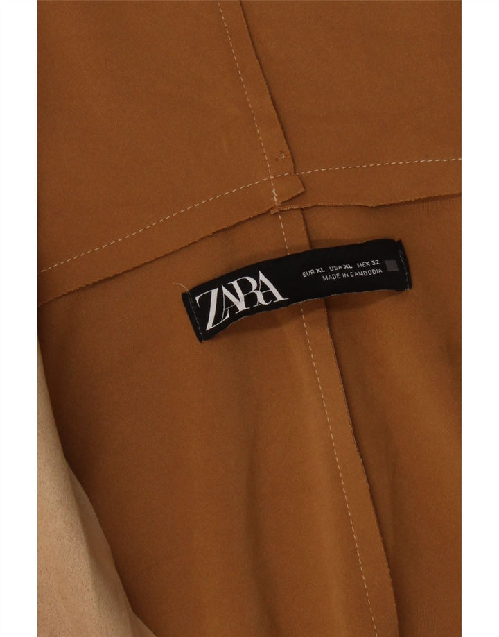 Zara Damen Kapuzenmantel UK 18 XL Beige