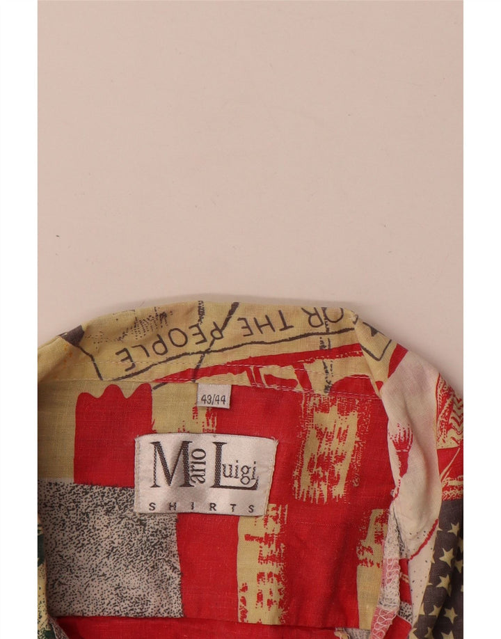 Vintage Herren Hemd mit abstraktem Muster, Größe 43/44, groß, mehrfarbig