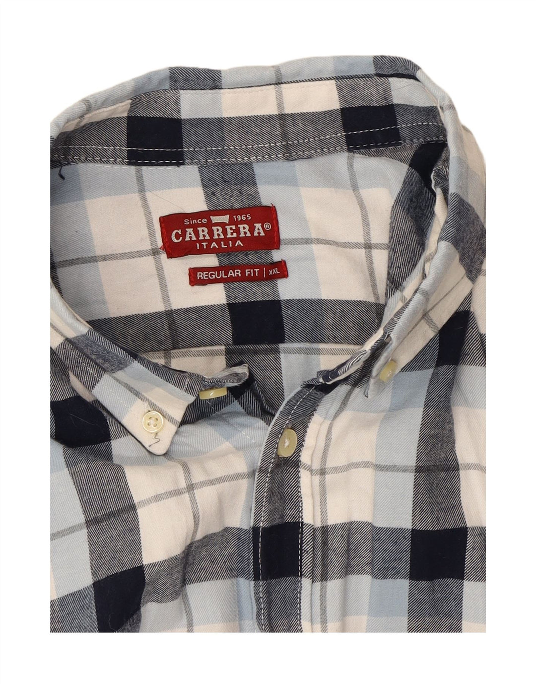 CARRERA Mens Regular Fit Flannel Shirt 2XL Blue Check Cotton