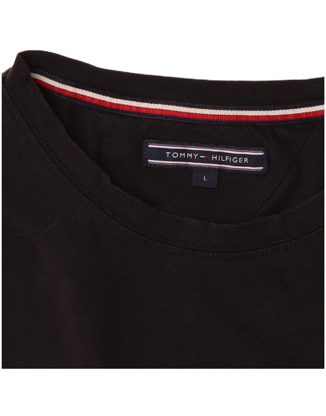 TOMMY HILFIGER Mens T-Shirt Top Large Black Cotton