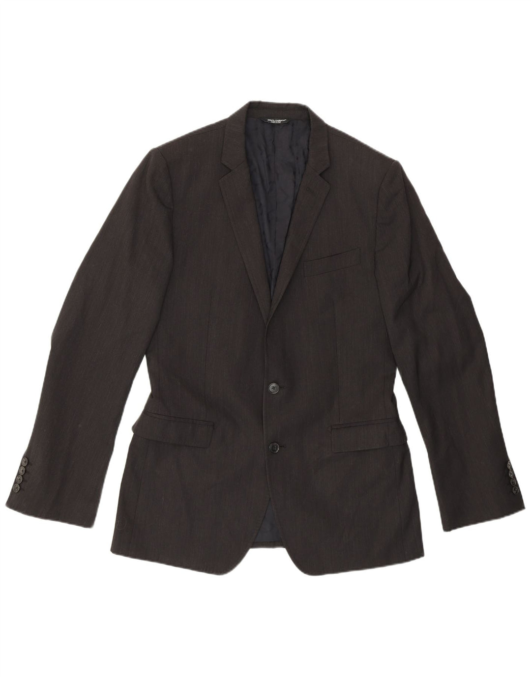 DOLCE & GABBANA Herren-Blazer mit 2 Knöpfen, Größe 50, groß, grau, Nadelstreifen