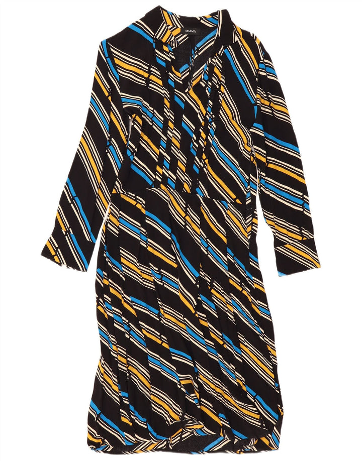 Max & Co. Damen-Maxikleid mit langen Ärmeln, Größe M, mehrfarbig, gestreift