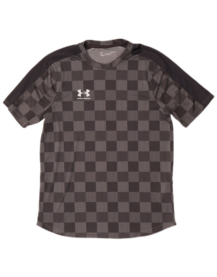 Under Armour Herren-T-Shirt-Oberteil, großes graues Gingham-Polyester