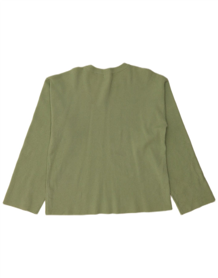 MARKS & SPENCER Damen-Pullover mit Rundhalsausschnitt, Gr. 16, Größe L, Grün, Baumwolle