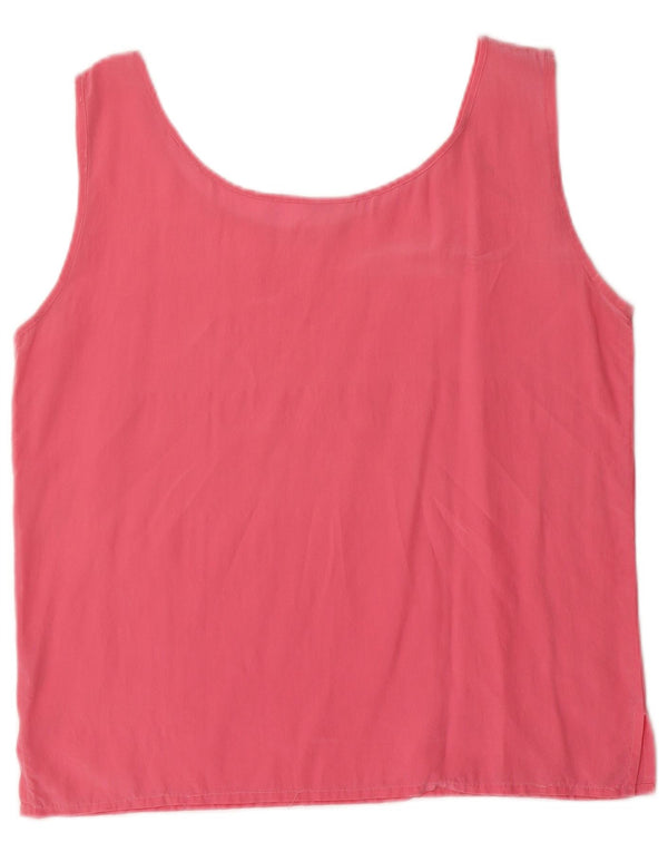 Vintage Damen Ärmelloses Blusentop UK 14 Große rosa Seide