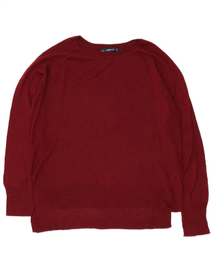 Zara Damen-Pullover mit U-Boot-Ausschnitt, Gr. 14, mittleres Kastanienbraun
