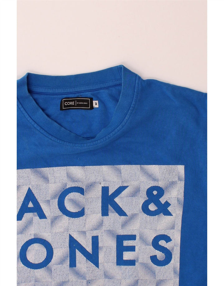 JACK & JONES Mens Graphic Sweatshirt Jumper Medium Blue Cotton Vintage Jack & Jones and Second-Hand Jack & Jones from Messina Hembry 
