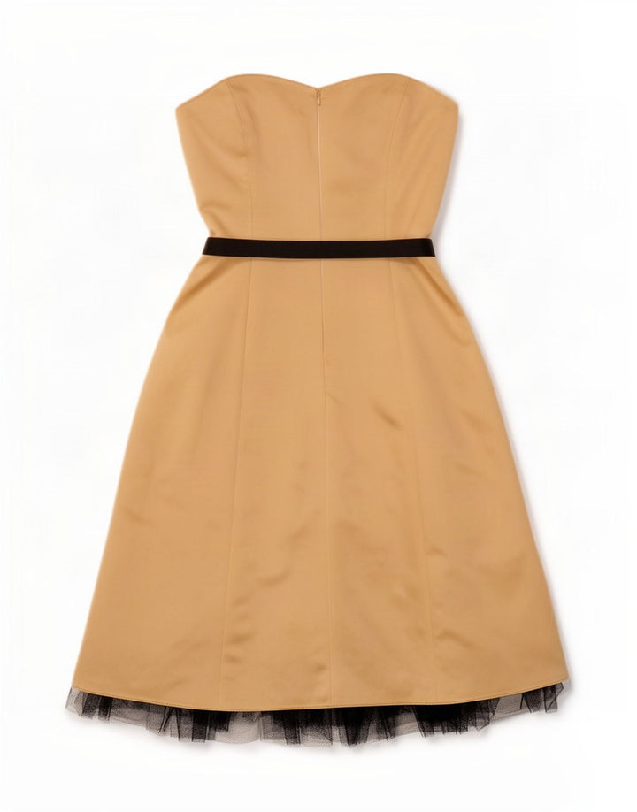 Principles Trägerloses Damenkleid UK 14 Large Gold Colourblock Polyester