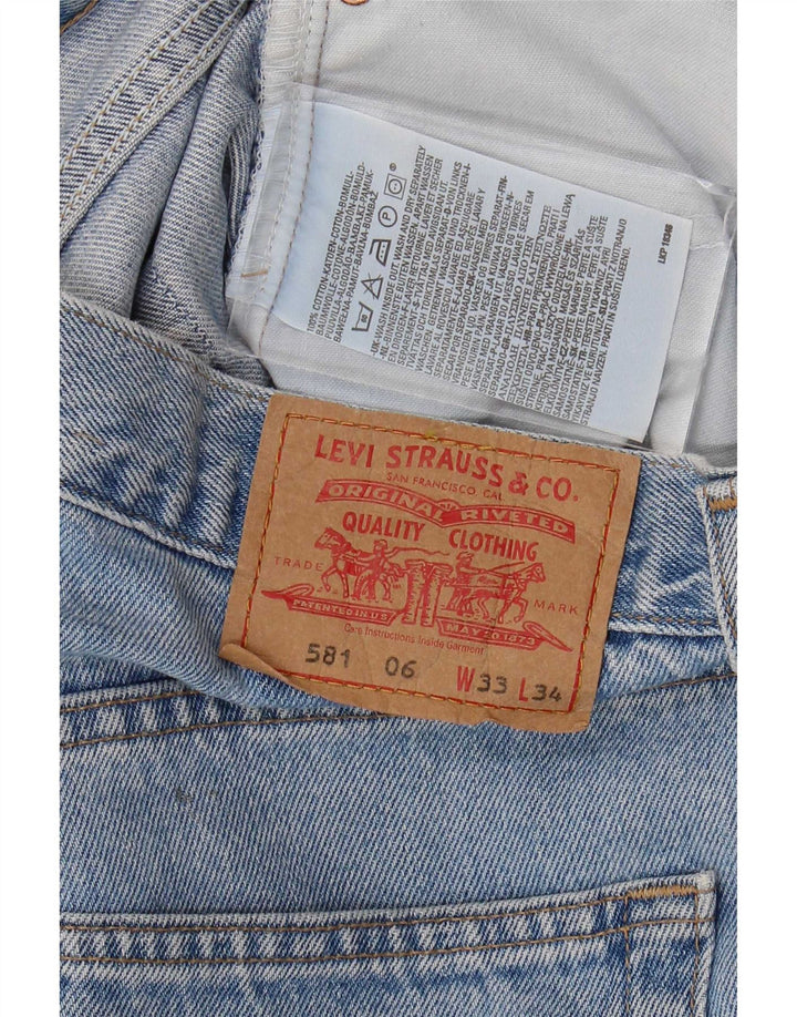 Levi's Herren 581 Straight Jeans W33 L34 Blaue Baumwolle