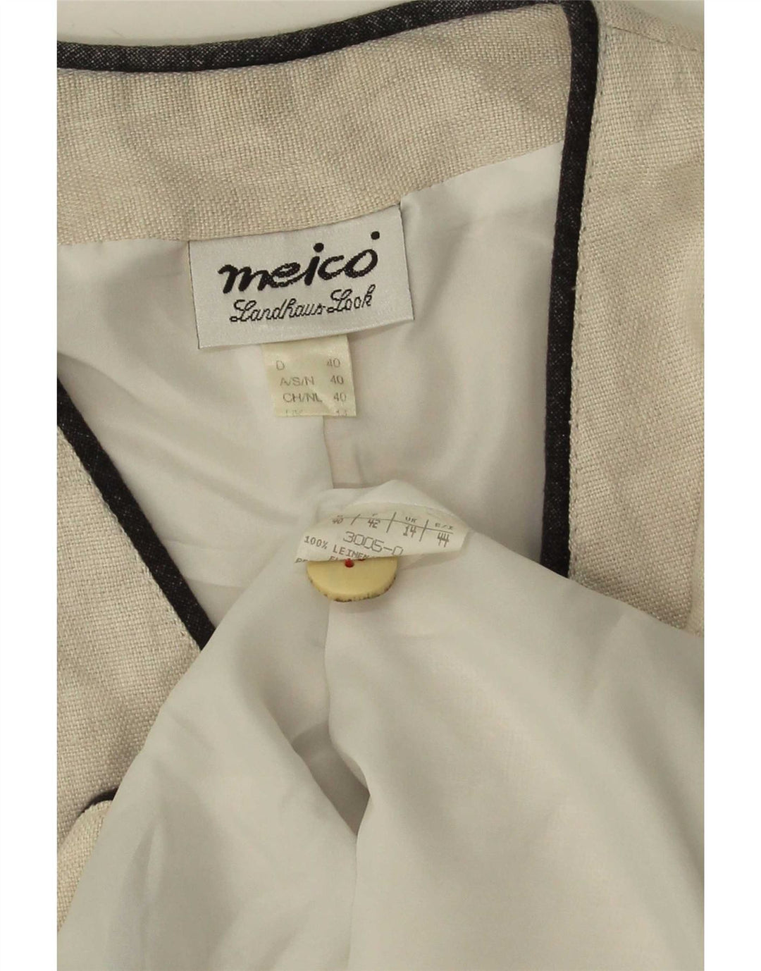 Meico Damen Weste UK 14 Mittelweißes Leinen