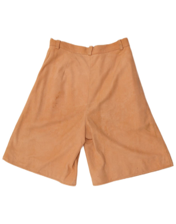 Vintage Damen Bermudashorts aus Wildleder mit hoher Taille, W28, Mittelbraun