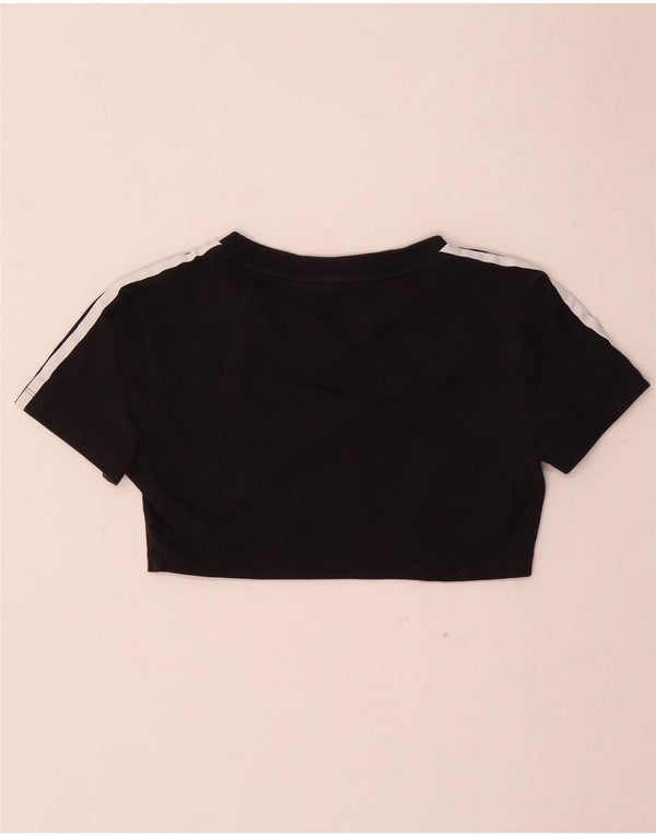 Adidas Damen Crop T-Shirt Top UK 6 XS Schwarz Baumwolle