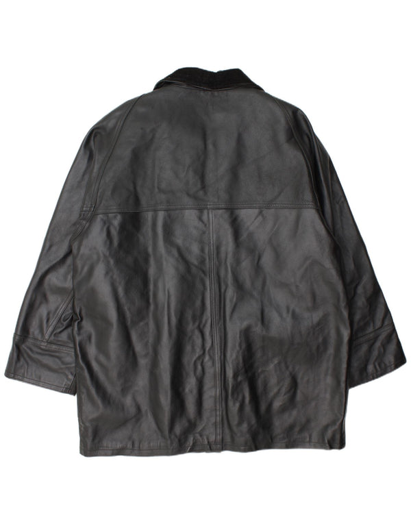 La Griffe Damen Ledermantel IT 54 3XL Schwarzes Leder