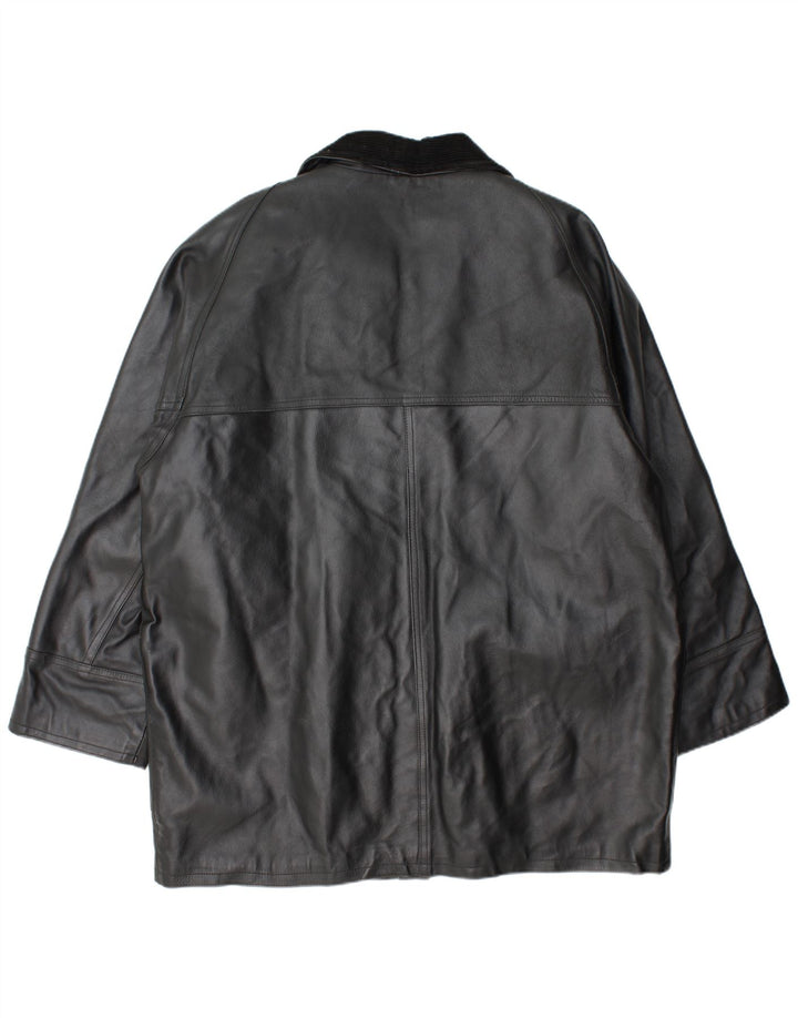 La Griffe Damen Ledermantel IT 54 3XL Schwarzes Leder