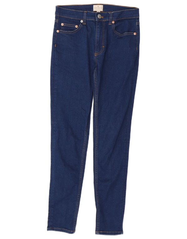 French Connection Damen Skinny Jeans UK 8 Small W26 L27 Marineblaue Baumwolle