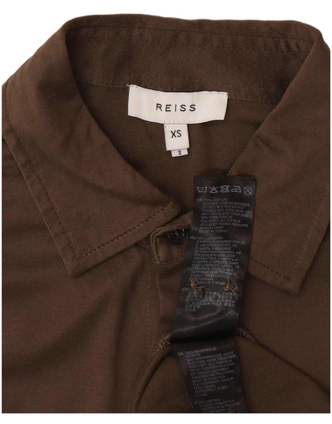 Reiss Herrenhemd XS Braune Baumwolle