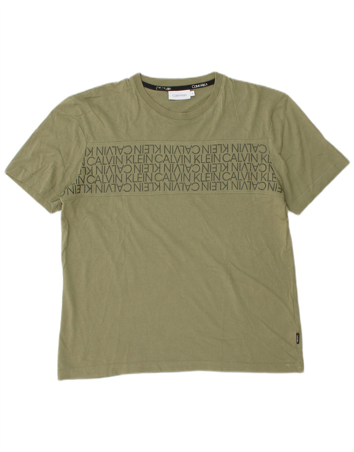 Calvin Klein Herren-T-Shirt mit Grafik, mittlere Khaki-Baumwolle
