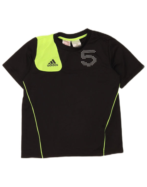 Adidas Jungen T-Shirt mit Grafik, 9–10 Jahre, schwarzes Colourblock-Polyester