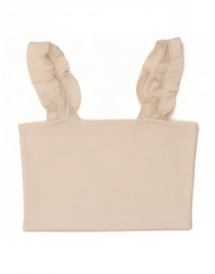 Zara Damen Crop Top UK 14 Large Weiß