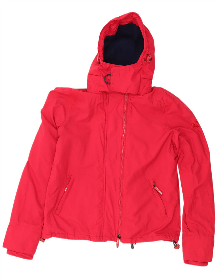 Superdry Damen Windcheater Kapuzen-Windjacke UK 16 Large Rot