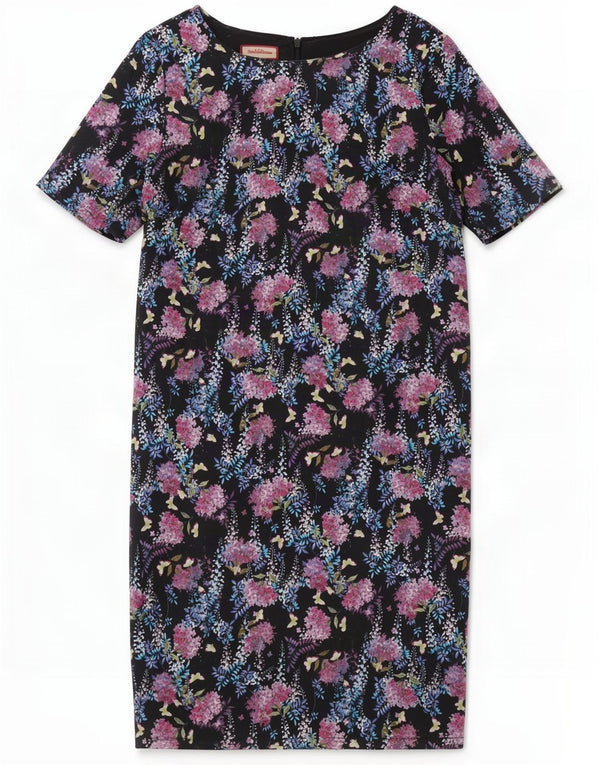 Joe Browns Damen-Etuikleid, Gr. 44, groß, schwarze Baumwolle mit Blumenmuster