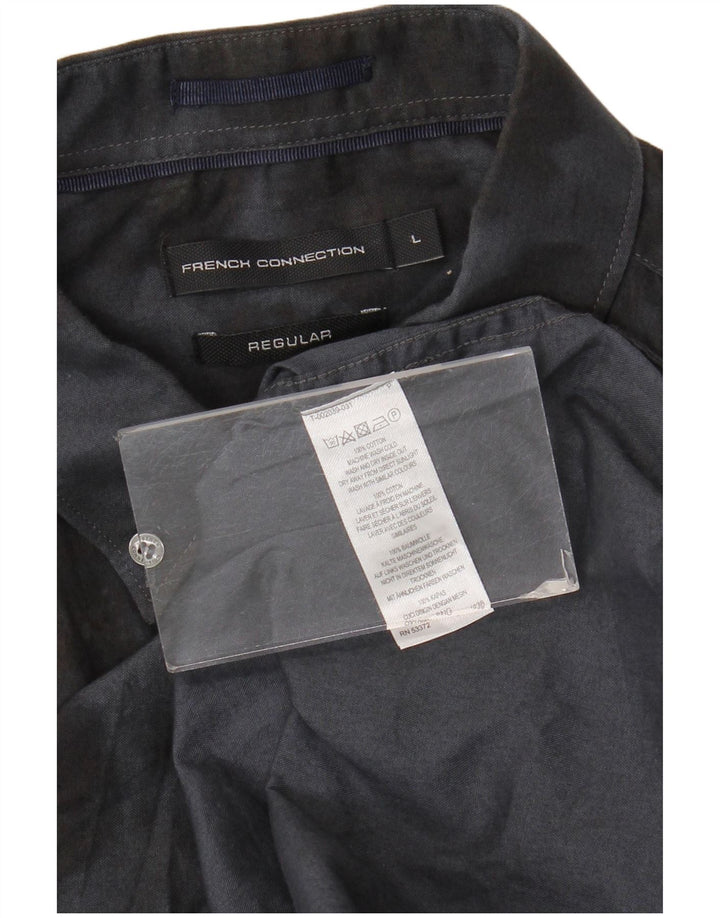 French Connection Herren-Hemd, reguläre Passform, groß, marineblau, geblümt, Baumwolle
