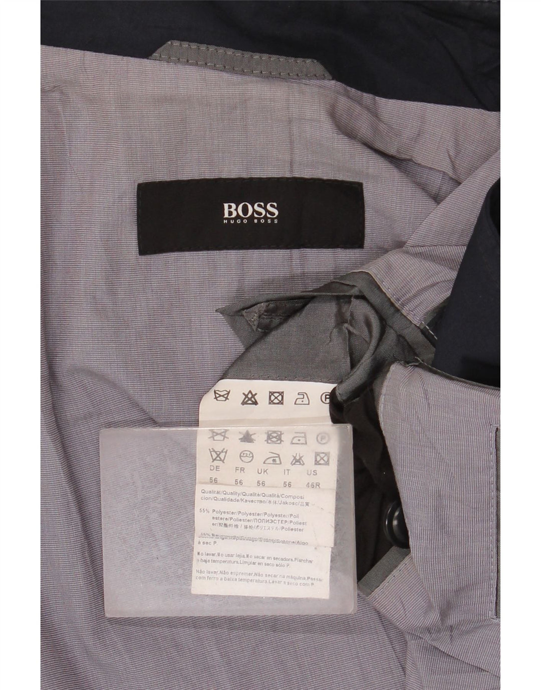 HUGO BOSS Herrenmantel IT 56 3XL Marineblaues Polyester