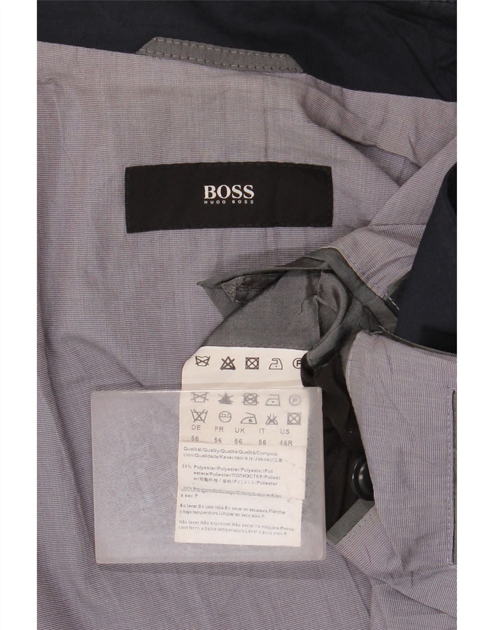 HUGO BOSS Herrenmantel IT 56 3XL Marineblaues Polyester
