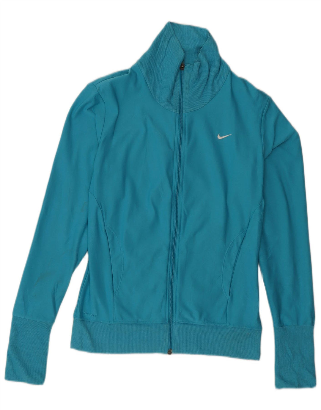 NIKE Damen Dri Fit Trainingsanzug Top Jacke UK 8/10 Small Blau Polyester