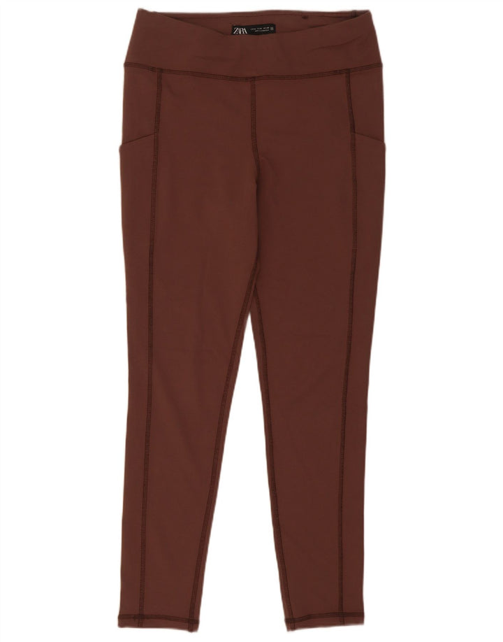 Zara Damen Leggings Medium W28 L29 Braune Viskose